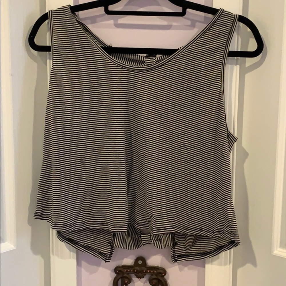 Black and white striped tank